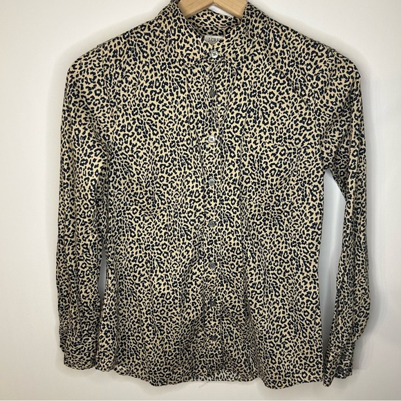 J.Crew Factory Cotton Shirt in Signature Fit, Sz S, Leopard Print, Tan, Black - Picture 2 of 7